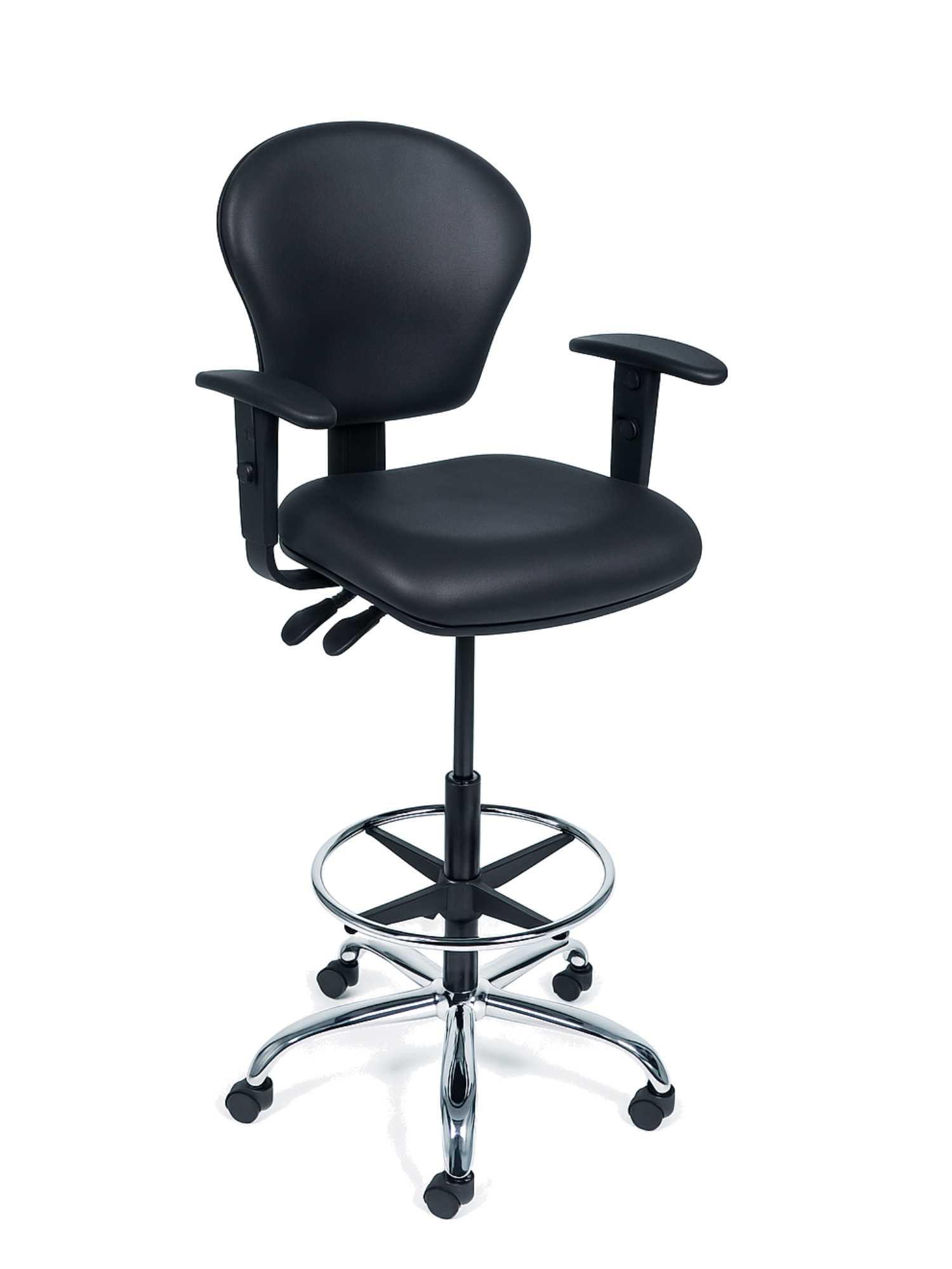 Deluxe Operators Chair with Arms, Long Gas Strut and Foot Ring